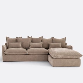 Hoekbank rechts, omvormbaar, met afneembare hoezen, 4-zits, in gemêleerd polyester, ODNA