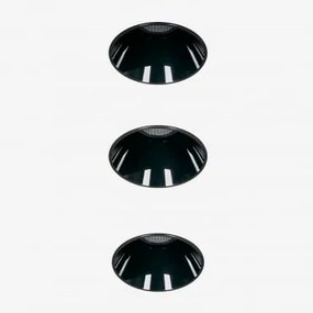 Pack Van 3 Inbouw Led Downlights Zonder Rand, Trimless, Rond Ø6,8 Cm Voor Buitengebruik In Aluminium Luisiana Zwart & 8 W & 23º & Wit Koud 4000k -