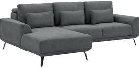 Goossens Excellent Bank Princess antraciet, stof, 3-zits, elegant chic met chaise longue links