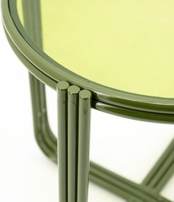 Retro Bijzettafel Glas Groen - 42 X 42cm.