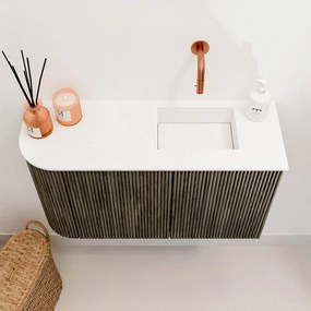 Mondiaz Joya 70cm toiletmeubel ronding links shadow met wastafel faye rechts zonder kraangat talc