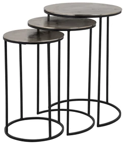 Richmond Interiors Nolan Ronde Bijzettafelset Aluminium - 42 X 42cm.
