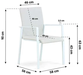 Tuinstoel stapelbaar Aluminium/textileen Wit Lifestyle Garden Furniture Rome