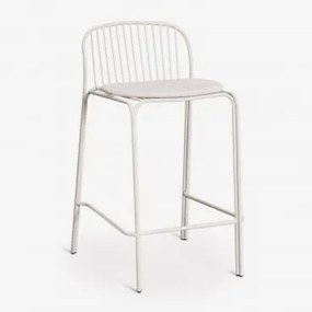 Anerina Hoge Tuinstoel Van Staal ↑65 Cm & Grijsachtig Wit & Glaciale Wit - Sklum