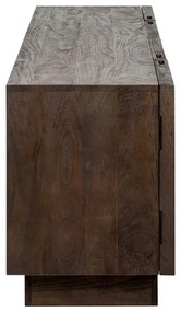 Richmond Interiors Bryant TV-meubel Donkerbruin Mangohout Met Spiegel - 180x40x56.5cm.