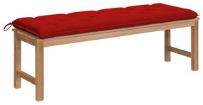 vidaXL Tuinbank met rood kussen 150 cm massief teakhout