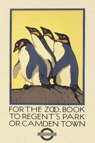 Kunstreproductie Vintage London Zoo Poster (Featuring Penguins)