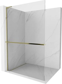 Mexen Kioto+ L douchewand met plank Walk-in 65 x 200 cm, transparant, goud - 800-065-123-50-00