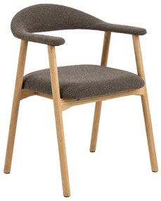 Eiken Eetkamerstoel Taupe Boucle Stof