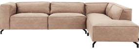 Goossens Bank Calvin beige, micro leer, 3,5-zits, modern design met ligelement rechts