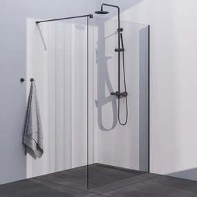 Brauer Gunmetal Season inloopdouche helder glas 120x200 met muurprofiel gunmetal geborsteld