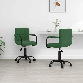 vidaXL Eetkamerstoelen draaibaar 2 st fluweel donkergroen