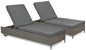 Set van twee kunststof rotan ligbedden Tobago Garden Point antraciet