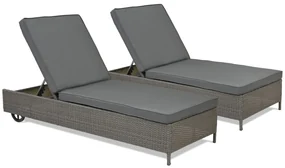 Set van twee kunststof rotan ligbedden Tobago Garden Point antraciet