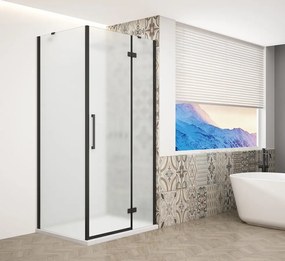 Gelco Trinity douchecabine met mat glas 110x110cm rechts zwart mat