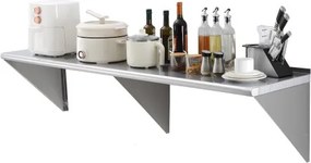 VEVOR Kruidenrek Wandplank 1 Stuk Hangende Keukenplank 1829 x 457 x 63 mm, Zwevende plank RVS 226 kg Draagvermogen, Plank Wandplank Kruidenrek Geschikt voor Keuken, Restaurants, Hotels, etc.