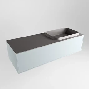 Mondiaz Erin 120cm badmeubel Clay met 1 lade en donkergrijze wastafel rechts zonder kraangaten