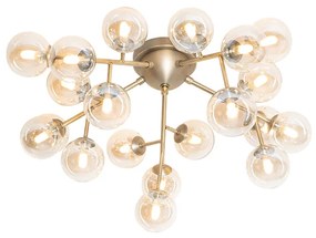Art Deco plafondlamp brons met amber glas 20-lichts - Bianca