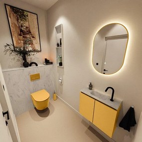 MONDIAZ TURE-DLUX 60cm toiletmeubel Ocher. EDEN wastafel Opalo positie midden. Met 1 kraangat. TUREDX60OCHM1OPA