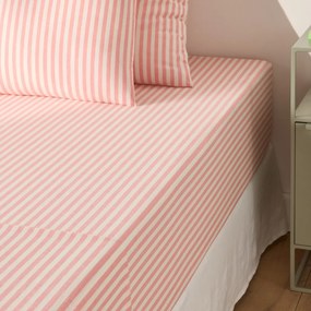 Katoenen hoeslaken omslag 30 cm, Soizic koraal