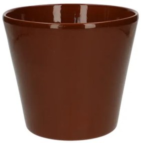 Bloempot, aardewerk, cognacbruin,Ø 17,5 cm