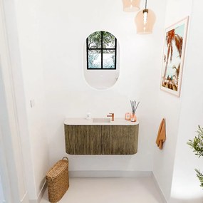 Mondiaz Joya DLux 95cm toiletmeubel ronding links/rechts dusk met wastafel faye midden 1 kraangat meli