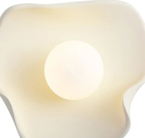 Japandi wandlamp creme met wit glas - Parel
