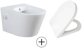 Mueller Afesta randloos toiletpot met bidetsproeier warm/koud en softclose zitting wit glans