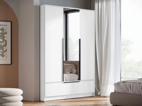Kledingkast Sarasota 201, Wit, 193x135x51cm, 116 kg, Kledingkast deuren: Met scharnieren