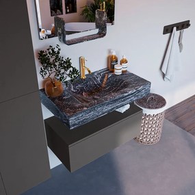 Mondiaz Alan DLux badmeubel 80cm dark grey 1 lade met wastafel lava midden 1 kraangat