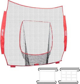 VEVOR 2134 x 2134 mm Pitching Net Pitching Target met Strike Zone, Honkbal &amp; Softbal 9 Hole Trainingsuitrusting voor Jeugd &amp; Volwassenen, Honkbal Pitching Net (Alleen Net)