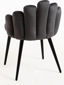 Set 4 Hand Fluwelen Stoelen Zwarte Poten