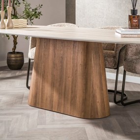 Ovale Eettafel Travertin 215 Cm - 215 X 105cm.