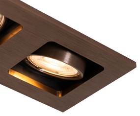 Set van 6 Inbouwspot donkerbrons rechthoekig 2-lichts draai en kantelbaar - Qure GU10 Binnenverlichting Lamp