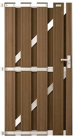 Tuindeur composiet Design Bruin met blank aluminium frame compleet  (90 x 180 cm)