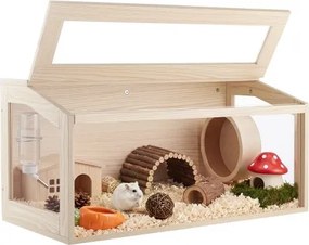 VEVOR Hamsterkooi, Knaagdierkooi, Knaagdierverblijf, Houten Hamsterkooi, 810x410x410mm, Kijkvenster van 270°, Knaagdierbestendig met Deksel en Ventilatie, voor Goudhamsters, Dwerghamsters, Cavia's en Gerbils