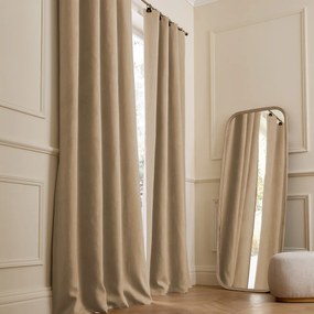 Verduisteringsgordijn van gewassen linnen, leren lussen, Private