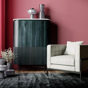 Kare Design Glenn Ovale Kast Zwart Met Wit Marmer - 100x45x138cm.