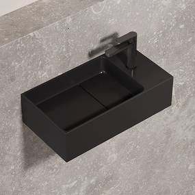 Saniclear Itsie fontein mat zwart met kraangat rechts 39x22x10cm