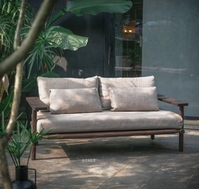 The Outsider Stoel-Bank Loungeset - Laruna - Acaciahout - Vintage Bruin /  Wit - The Outsider
