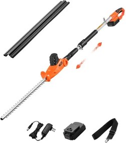 VEVOR Accu-heggenschaar, 1200 tpm, 199-248 cm uitschuifbaar, heggenschaar voor hoge takken, 20 V accu, snoerloze elektrische heggenschaar met 51 cm mes, 5 hoeken verstelbaar voor tuin en erf