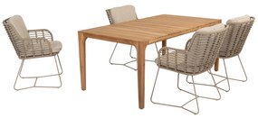 Liam Fabrice dining tuinset 5 delig 180x100xH75 cm teak latte 4 Seasons Outdoor