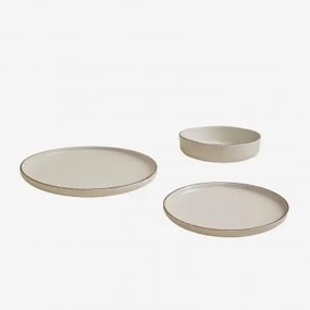12-delige Servies Set Van Gres Ronilena Tapioca Beige - Bruin - Sklum