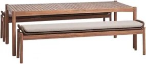Rechthoekige Eettafelset 180x90 Cm Met 2 Eetbanken Van Acaciahout En Gevlochten Touw Karvia Acacia Bruin & Hazelnootbruin Doek - Sklum