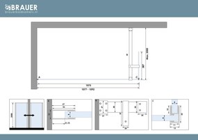 Brauer Oblivion inloopdouche helder glas 110cm met 40cm zijwand zwart mat