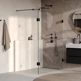 Brauer Void profielloze inloopdouche 140cm met 30cm zijwand zwart mat