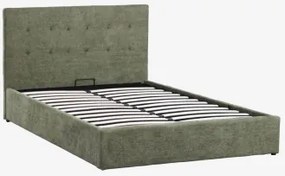Bed Met Opklapbare Gestoffeerde Opbergruimte Abiel Chenille Sage Green & 160 X 200 Cm & Zonder Matras - Sklum