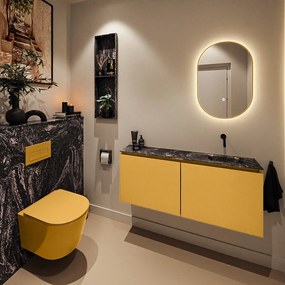 Mondiaz Ture DLux toiletmeubel 120cm ocher met wastafel lava rechts zonder kraangat