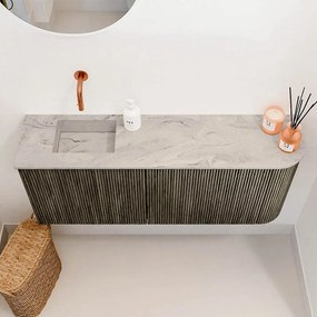 Mondiaz Joya DLux 100cm toiletmeubel ronding rechts shadow met wastafel faye links zonder kraangat glace
