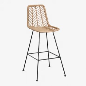 Set Van 4 Hoge Tuinkrukken In Gouda Natural Synthetisch Rotan Natuurlijk & Zwart & ↑75 Cm & Geen Kussen - Sklum